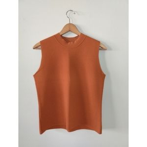 Eileen Fisher Mock Neck Wool Tank M Burnt Orange
